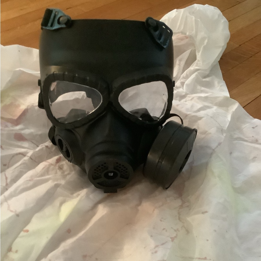 Black Tactical Gas Mask and jumpsuit
